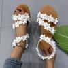 Fashion Women's Flower Flat Sandals Ladies  Summer New Fashion Slippers Braided Design Band Open Toe Shoes Casual Non Slip Slides