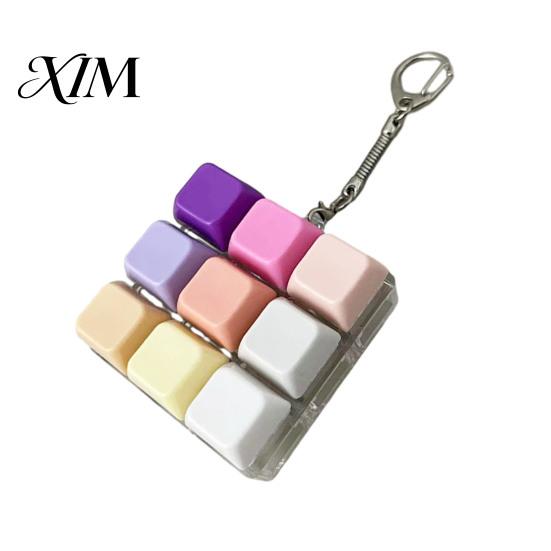 Mechanical Keyboard Toy 9-Keys Fidget Toy, LED Light-up Keychain Nine Button Clicking for Stress Relief, 9-In-1 Backpack Charm Tactile Decompression