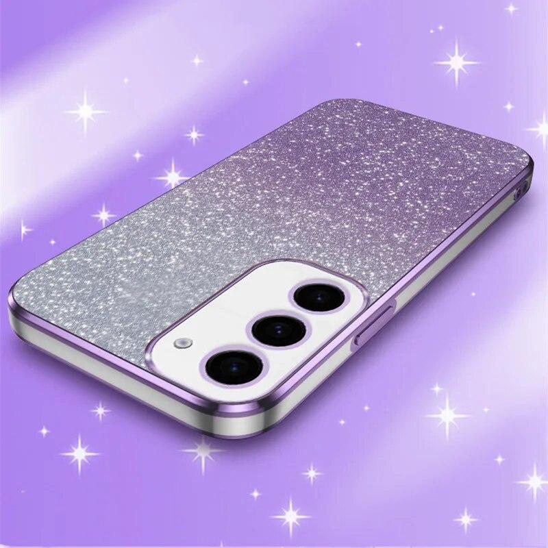 Модный блестящий чехол с градиентным покрытием для Samsung Galaxy S24 Plus S23 S22 Ultra S21 S20 FE A54 A34 A14 A15 A05S A53 A33, силиконовый чехол с блестящей задней крышкой