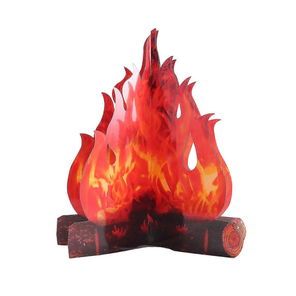 4 Pack Artificial Flames 3D Cardboard Camping Fire Decoration Holiday Party Christmas