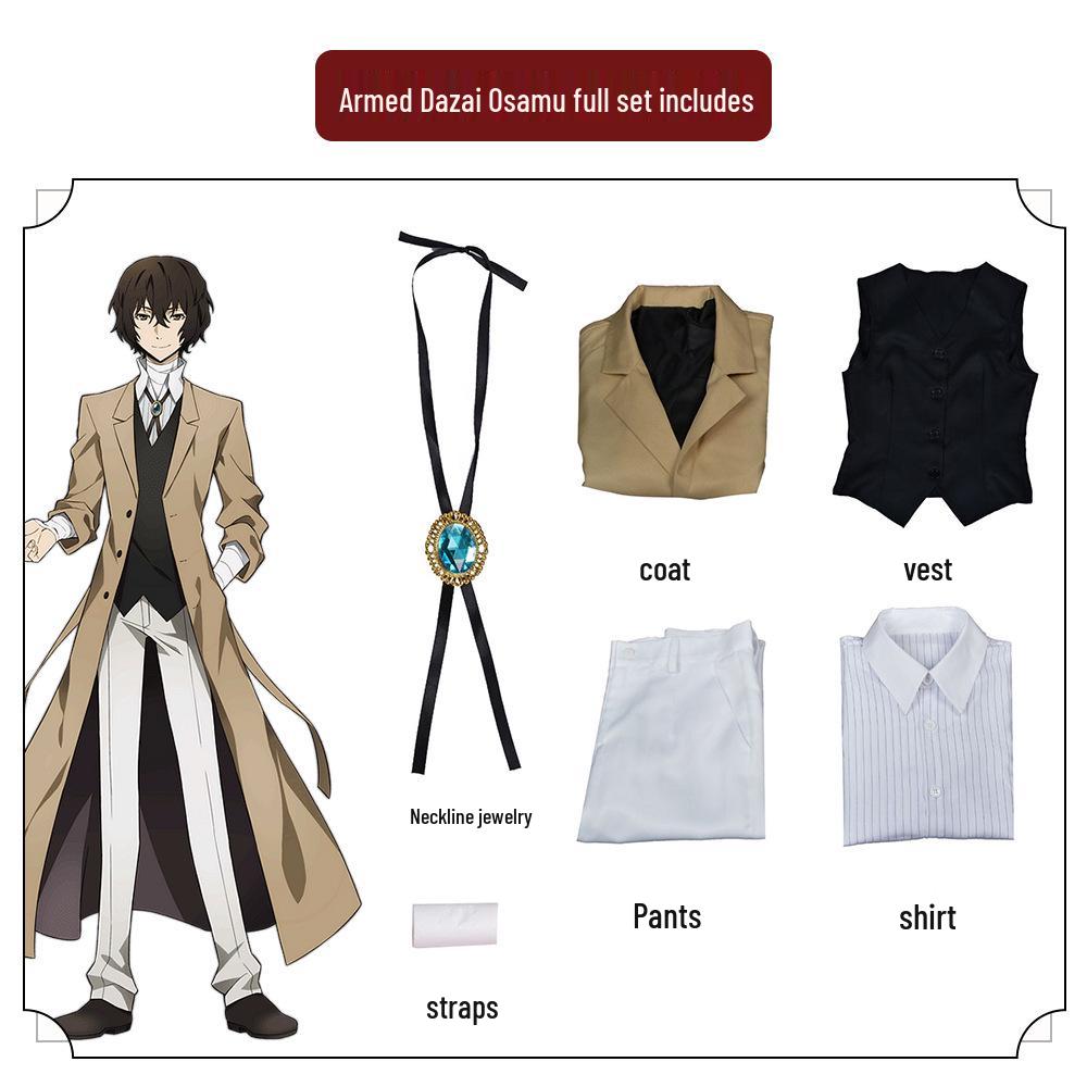 Bungo Stray Dogs Dazai Osamu & Nakahara Chuuya Anime Cosplay Outfit Set Available