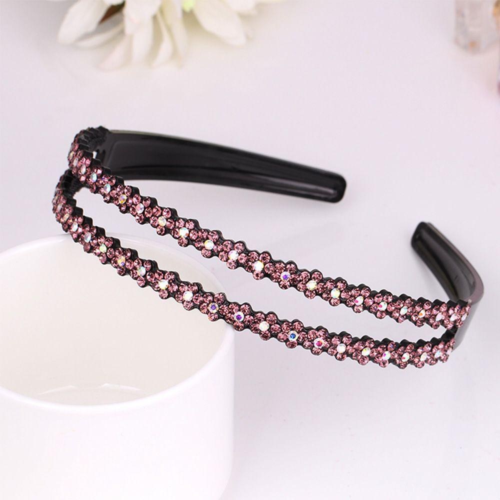 Accessories Full Rhinestone Rhinestone Double Row Anti-slip Headband Head Hoop Headwear Hair Band