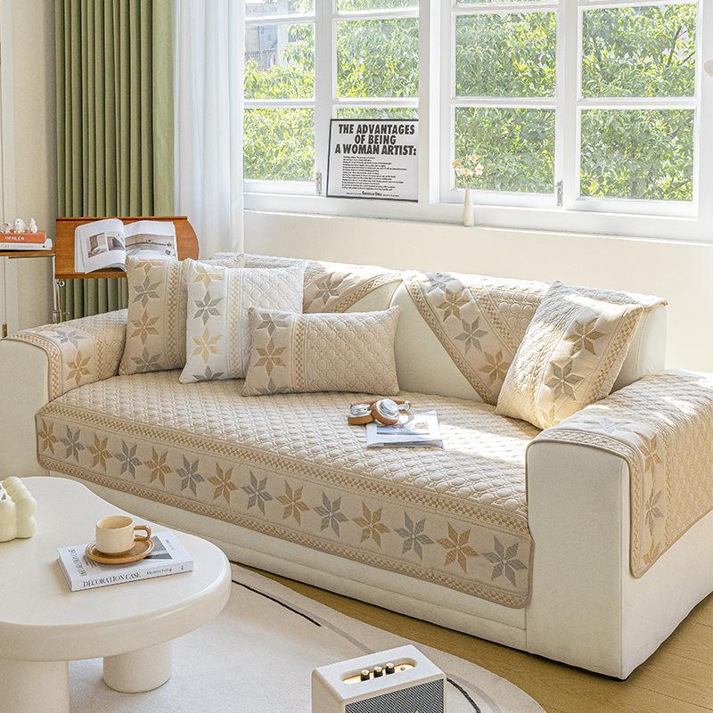 Хлопковый чехол для дивана, нескользящая ткань для подушек с вышивкой, универсальный чехол для дивана для гостиной, четыре сезона, жаккардовый чехол, тканевое полотенце