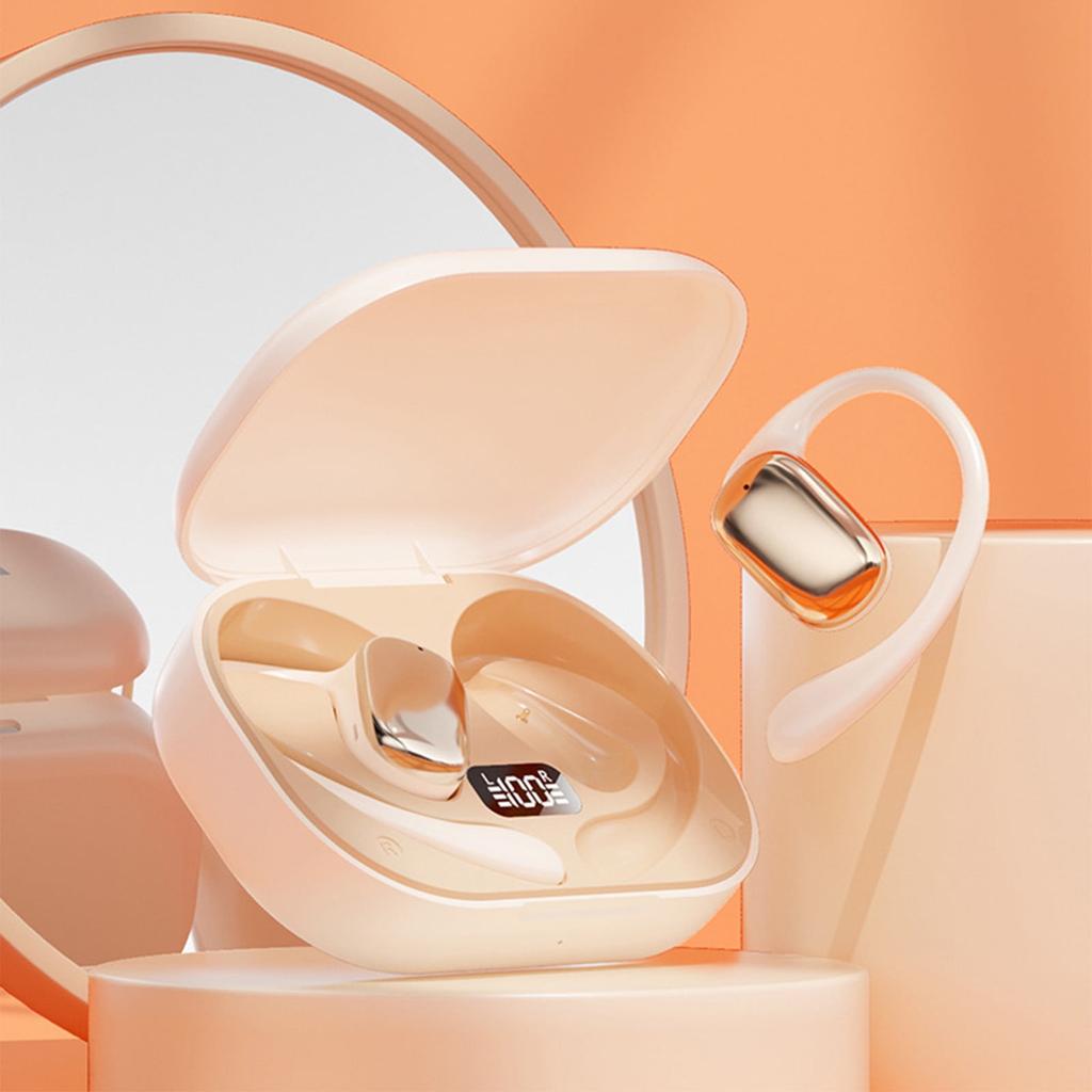 Wireless Earbuds Bones Conduction Bluetooth V5.4 Earphones with Non In Ear Hanging Type Sports Digital Display Ultra Long Battery Life Earphones