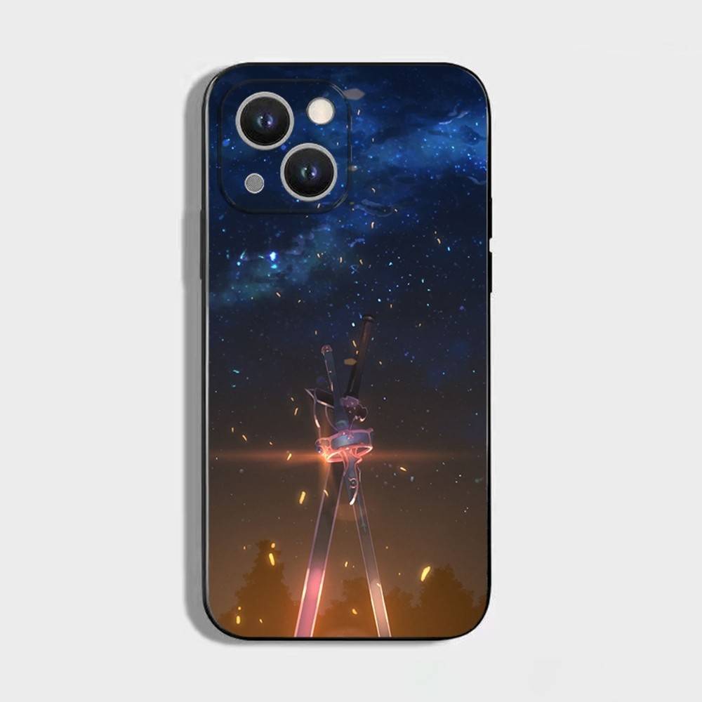 Чехол для телефона Sword Art Online SAO Кирито для iPhone 16,15,14,13,12,11 Plus,Pro Max,XS,X,XR,SE,Mini,8,7, Мягкий силиконовый черный чехол