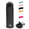 TYESO Stainless Steel Vacuum Insulated Water Bottle, 600ml/750ml, with Food-Grade Silicone Straw, One-Touch Straw, Keeps Drinks Hot or Cold, Easy To C