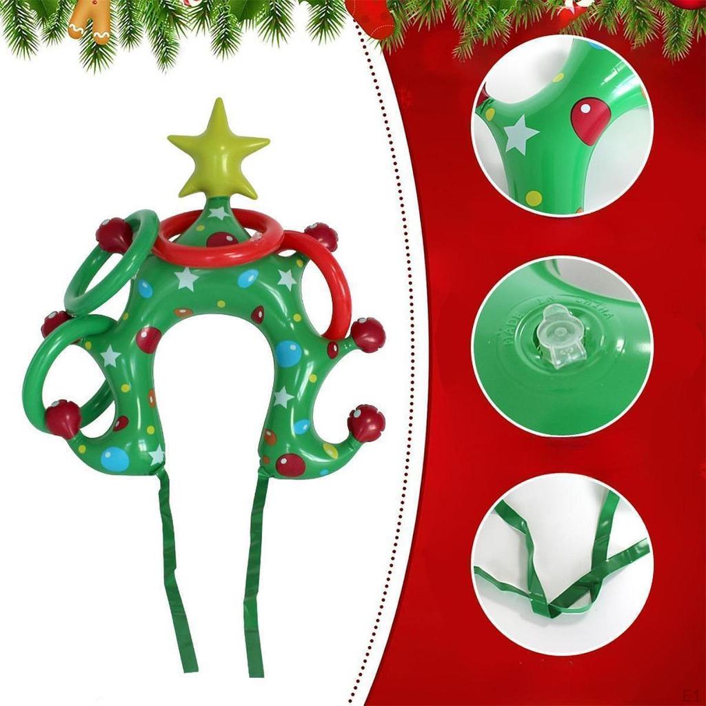 Toss Games Set Inflatable Xmas Tree Headband Sport Carnival Outdoor for Christmas Activity