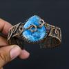 Neon Blue Apatite Handmade Copper Wire Wrap Bangle Adjustable L0v25