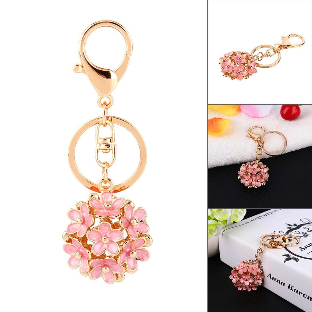 Cute Crystal Rhinestone Flower Keyring Keychain Charm Pendant Bag Purse Car Gift