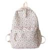 Women College Student Backpack Large Capacity Flower Book Schoolbag Adjustable Strap Casual Floral Backpack Teenage Girl Bag