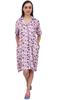 Floral Print Rayon Light Pink Women Short Sleeve Sleepshirt Nightwear -