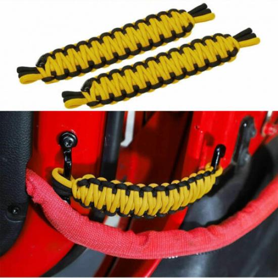 2pcs Door Limit Rope Limiter Strap Bandage For Jeep Wrangler YJ TJ JK JKU Yellow