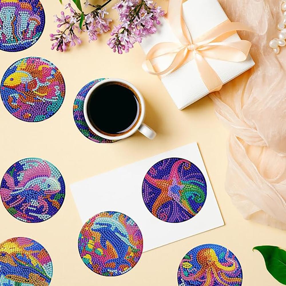 8 шт./набор подставок с алмазной росписью в виде морских животных с кронштейнами Подставки своими руками для начинающих и взрослых, товары для творчества и рукоделия Подарки