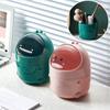 Mini Desktop Trash Can Cute Small Household Mini Coffee Table Melon Peel Storage Bucket Bedroom With Lid Trash Can