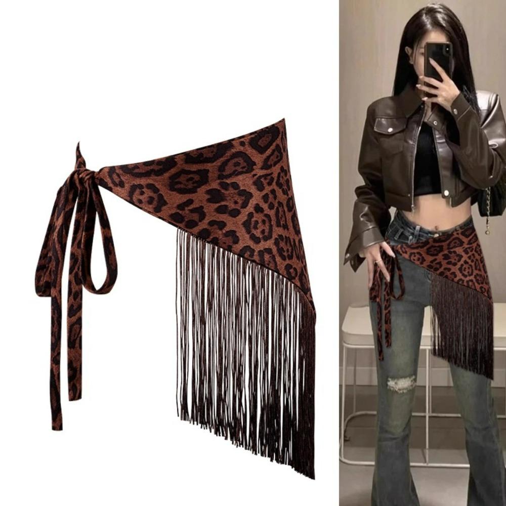 Chinese Style Triangular Waist Belt Printing Mini Apron Fashion Bohemia Wide Waistband  Streetwear