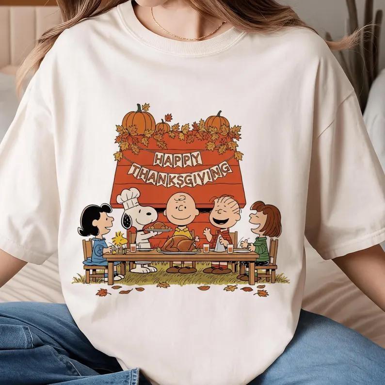 Snoopy1 Thanksgiving Cute Dog Shirt, Peanut Fall Cartoon Unisex S-5XL