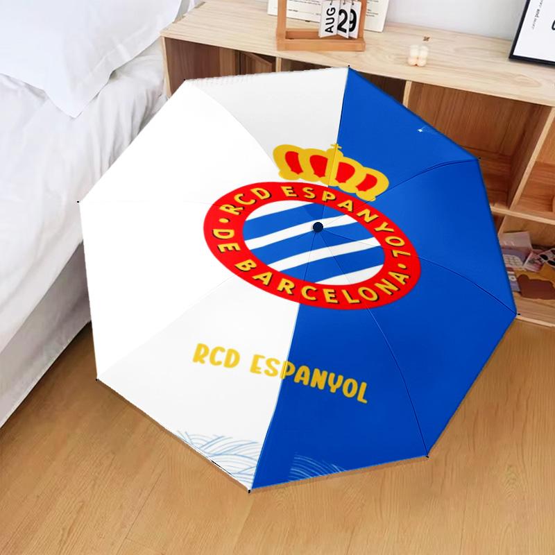 Real Sociedad Crest Design Umbrella Folding umbrella, automatic umbrella 8-Frame for Travel, camping Use Gift for Halloween Christmas