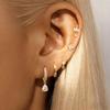 3/5/6Pcs Copper Geometry Huggie Hoop Earrings Set Daily Wear Gold Silver Color Zircon Ear Piercing Earring Wedding Jewelry Gifts