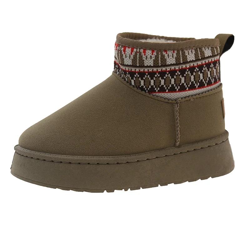 Модные женские зимние ботинки 2024, трендовый новый стиль, удобные ботильоны на толстой подошве, женские зимние плюшевые теплые повседневные слипоны для ходьбы