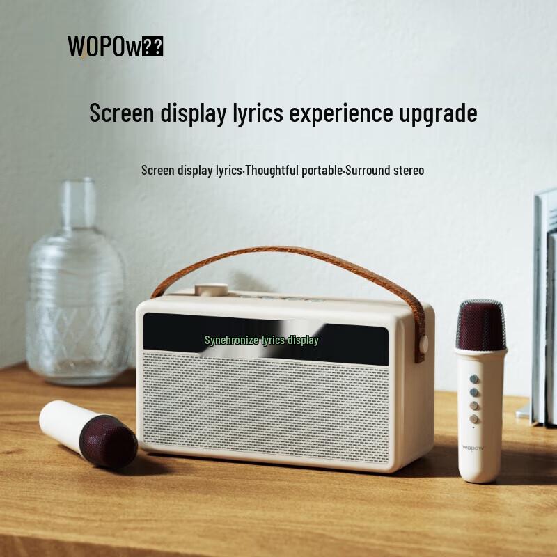 Портативная Bluetooth-колонка для караоке WOPOW AP09 с двумя микрофонами, штекер CN (адаптер в комплекте) (Китайская версия)