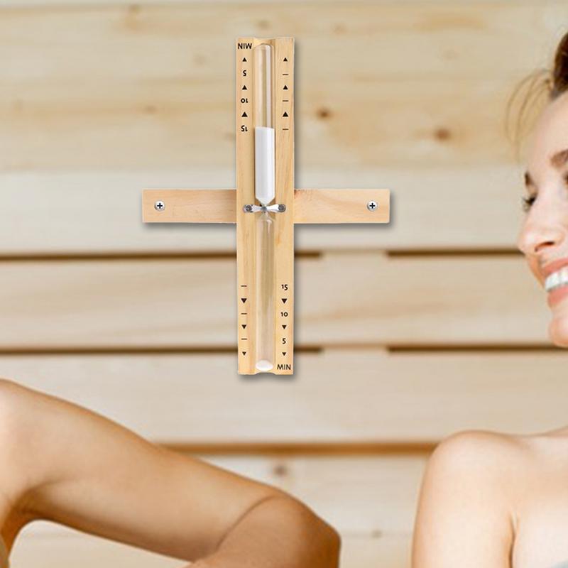Wood Wall-mounted 15 Minutes Sauna Hourglass Timer Portable Rotating Accurate Scaled S-andglass Home Bathroom Bath Clock