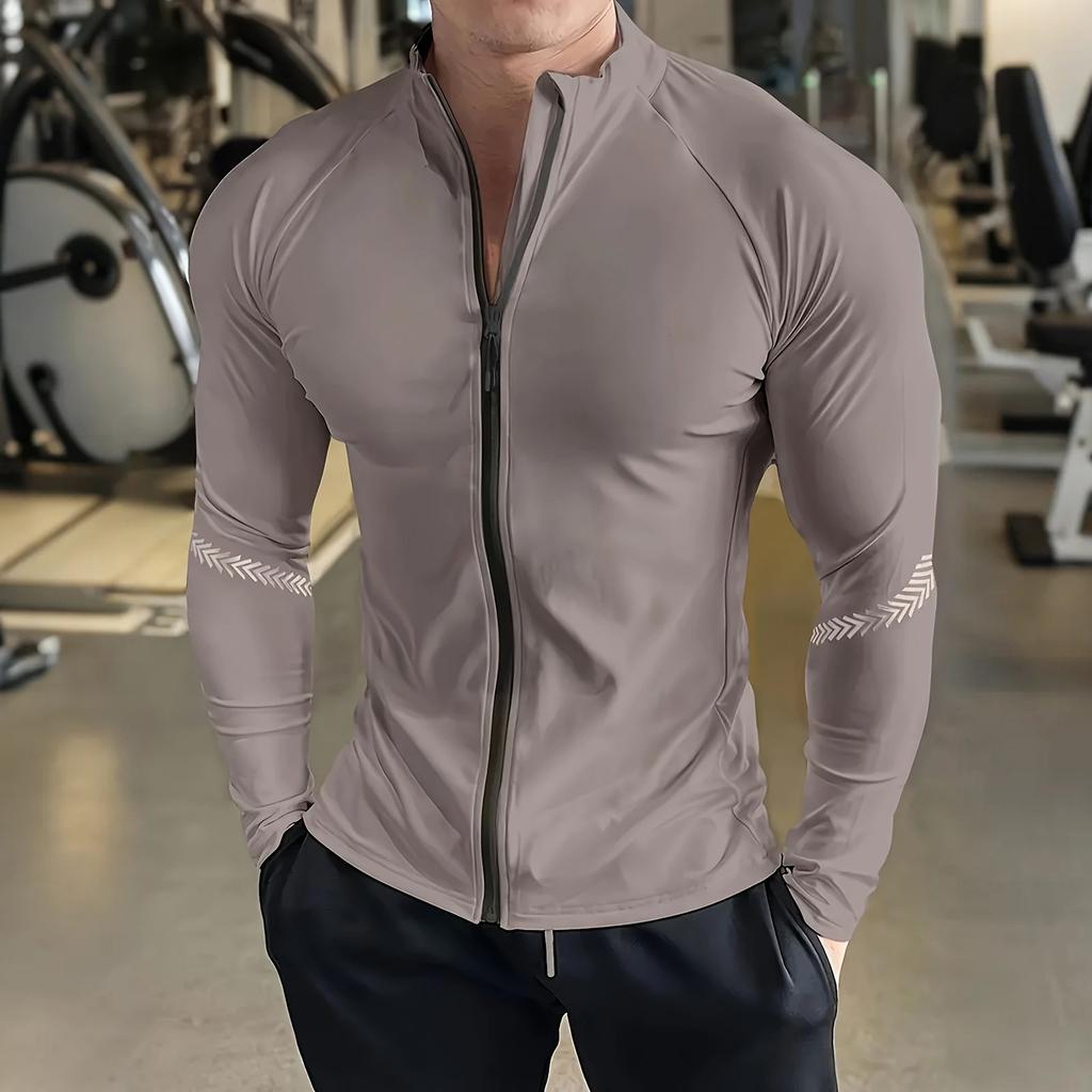 Мужская дышащая эластичная куртка с длинным рукавом Мужская спортивная фитнес быстросохнущая куртка