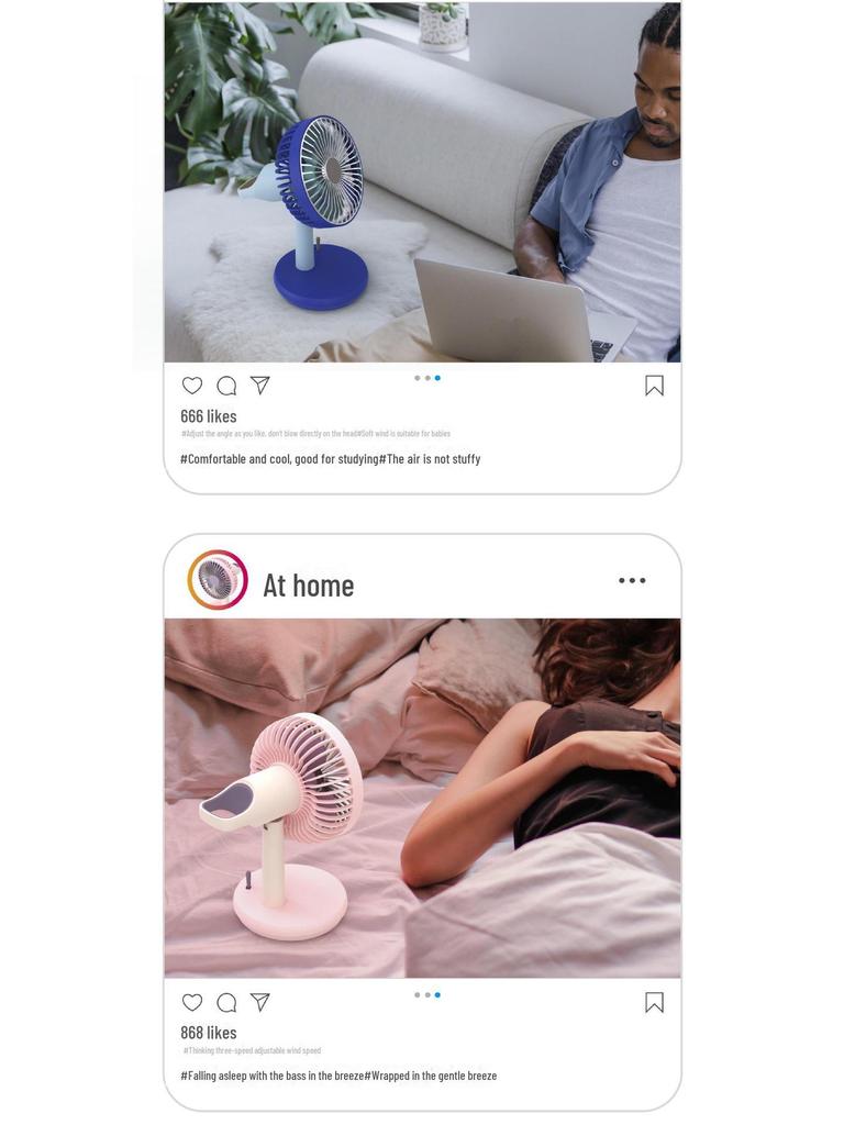 Стильный компактный настольный вентилятор 2022 года с зарядкой через USB и тремя скоростями вращения