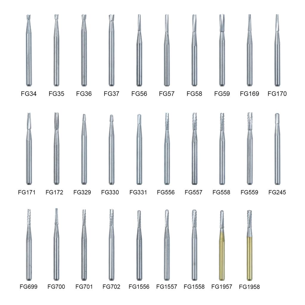 10Pcs/Box WellCK FG Dental Carbide Burs Dia 1.6mm For High Speed Tungsten Steel Burs FG330 FG556 FG245 FG34