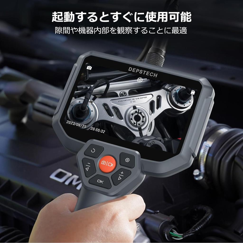 DEPSTECH Fiberscope Dual Lens 2024 Latest Model 1080P Digital Endoscope 5 Inch IPS Screen Large Screen Monitor Snake Camera Ultra Fine Scope IP67