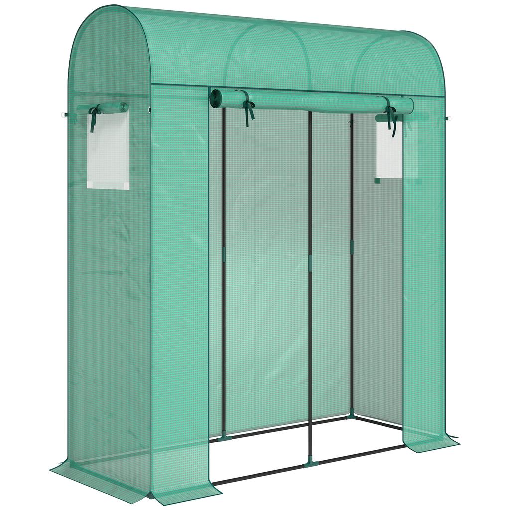 Tomato Greenhouse Foil Greenhouse with Roll-up Door Mesh Window Arched Roof 170 x 68 x 200 cm Green
