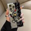 Прозрачный чехол с квадратной задней крышкой и защитой боковых граней для iPhone 12 16 ProMax 15 Plus 14 Pro Max 13 11, устойчивый к окислению, с черным узором «Яростный медведь»