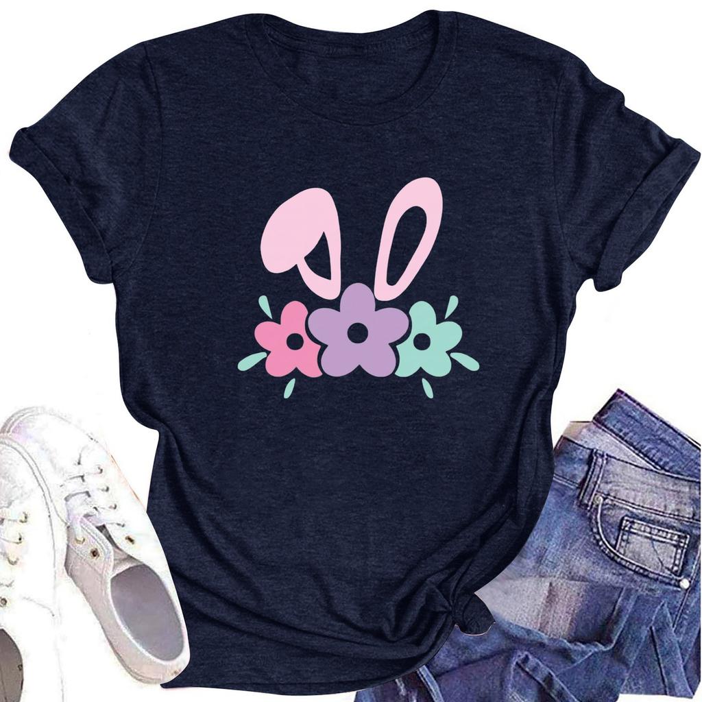 Women's Printed Round Neck Short-sleeved T-shirt Top