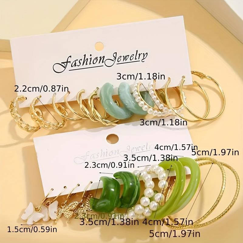 Богемные акриловые серьги-кольца C-образной формы с бабочками из смолы, модные серьги-кольца с имитацией циркония, набор, женский летний пляжный циркон