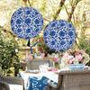 Pack of 6 Traditional Blue White Porcelain Paper Lanterns for Indoor Outdoor Use Handmade Hangings Party Ornament