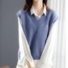 Women's Vest Top Spring Autumn New Outerwear Sweater Solid Color Versatile Fashionable Elegant Sleeveless Knit Vest
