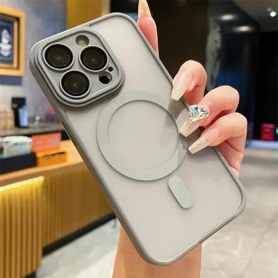Чехол Frosted Armor Magnetic Magsafe с прозрачным покрытием для iPhone 11 12 13 14 Plus 15 16 Pro Max с беспроводной зарядкой и защитой объектива