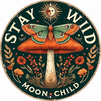 Круглый металлический знак Stay Wild Moon Child - 8-дюймовый винтажный алюминиевый настенный рисунок для домашнего бара, кафе, ретро-богемный круглый