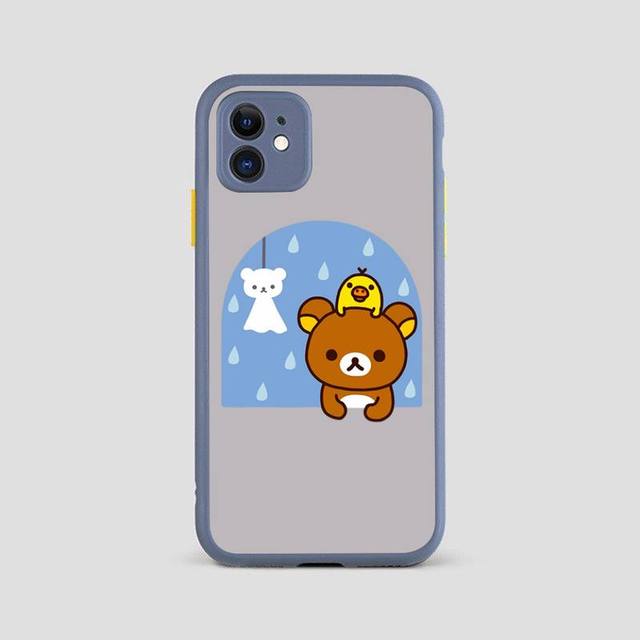 Милый чехол для телефона Rilakkuma для Iphone X Xr Xs 7 8 Plus 11 12 Pro Max, полупрозрачный матовый противоударный чехол