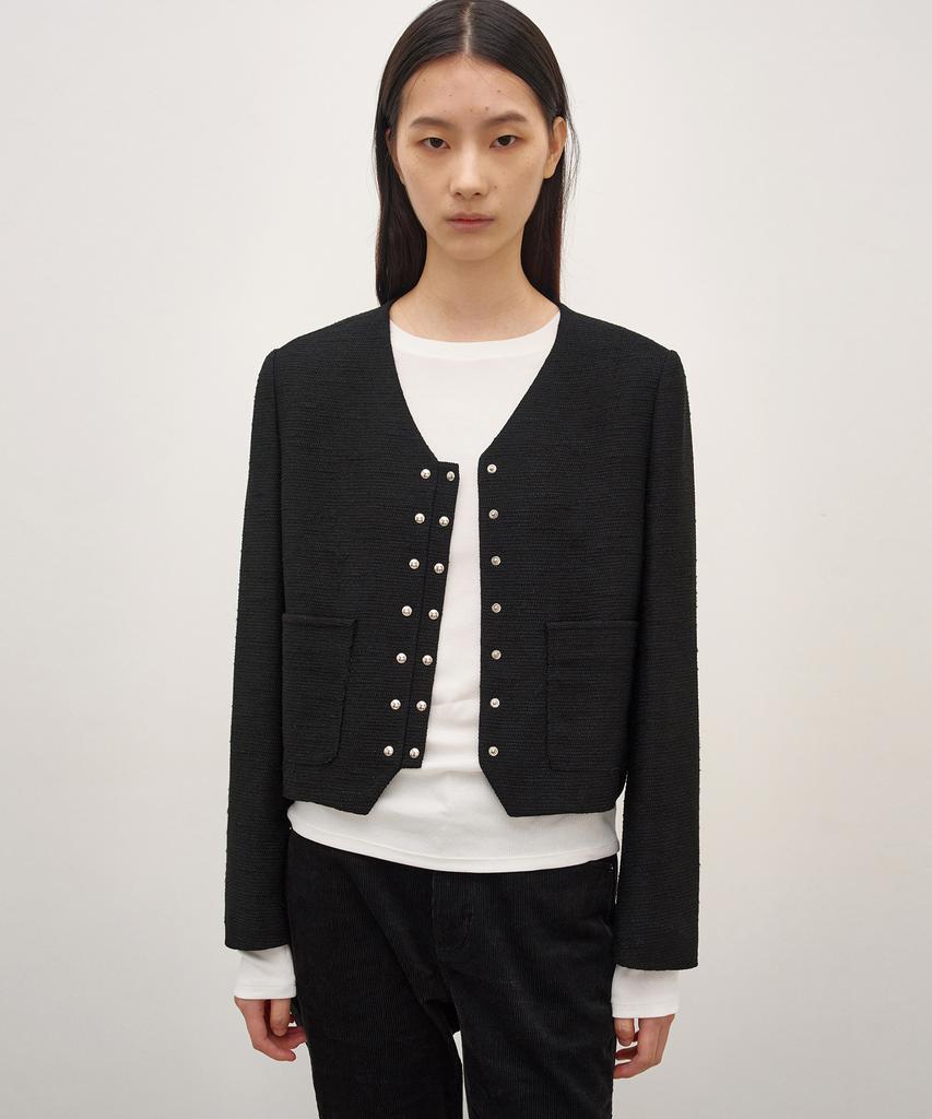INSILENCE WOMEN Snap Detail Tweed Jacket Black