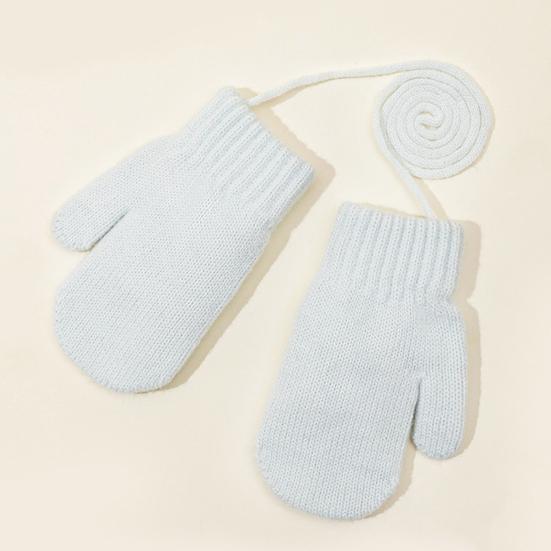 Детские зимние перчатки Теплые утолщенные варежки с полными пальцами Вязаные перчатки с веревочкой для мальчиков