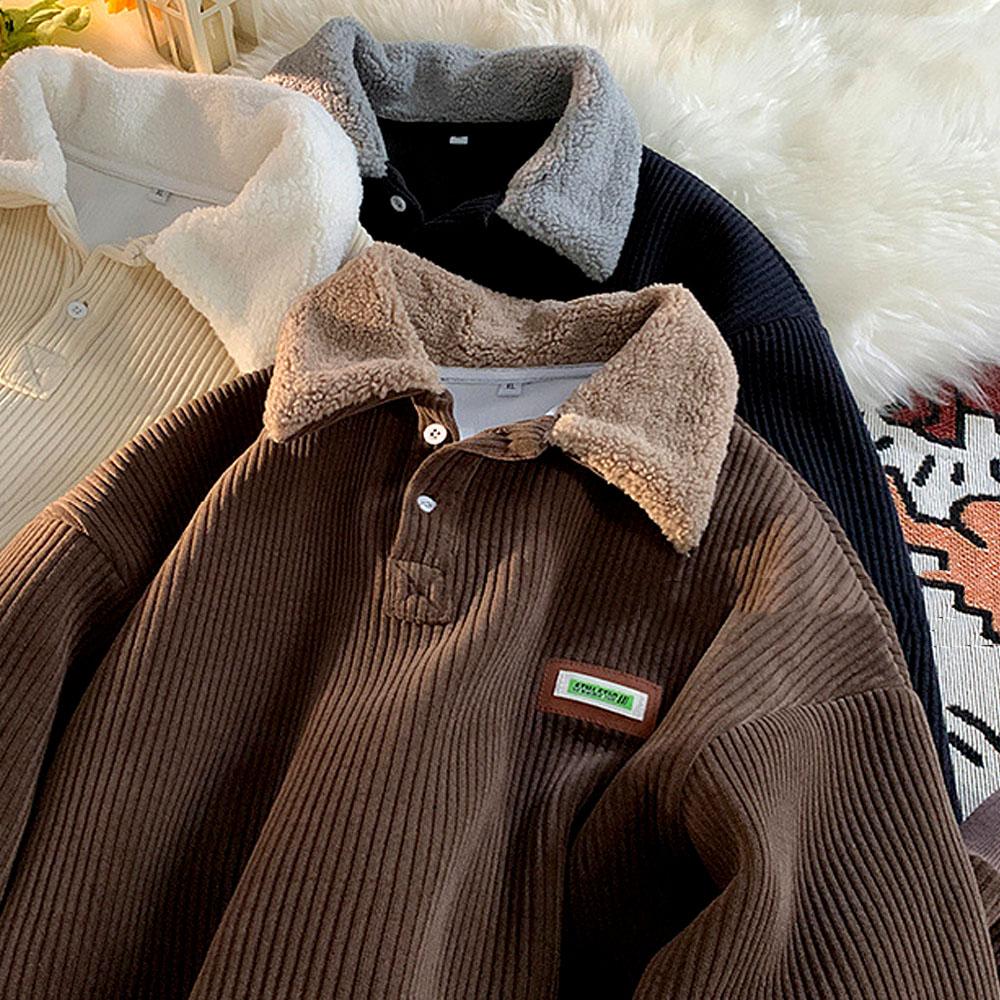 Мужские и женские рубашки поло Y2K Plus из бархата и вельвета, свитера, качественные зимние пуховики для мужчин, корейская осенняя одежда, толстовки