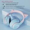 Светящиеся наушники с кошачьими ушками, складная игровая гарнитура с наушниками и разноцветной подсветкой, беспроводная связь BT5.3