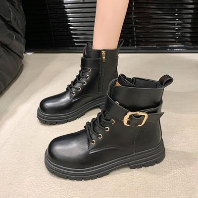 Короткие ботинки Мартин с пряжкой на ремне, женские, осень-зима, новые, большого размера, на толстой подошве, универсальные, модные, женские ботинки, тренд