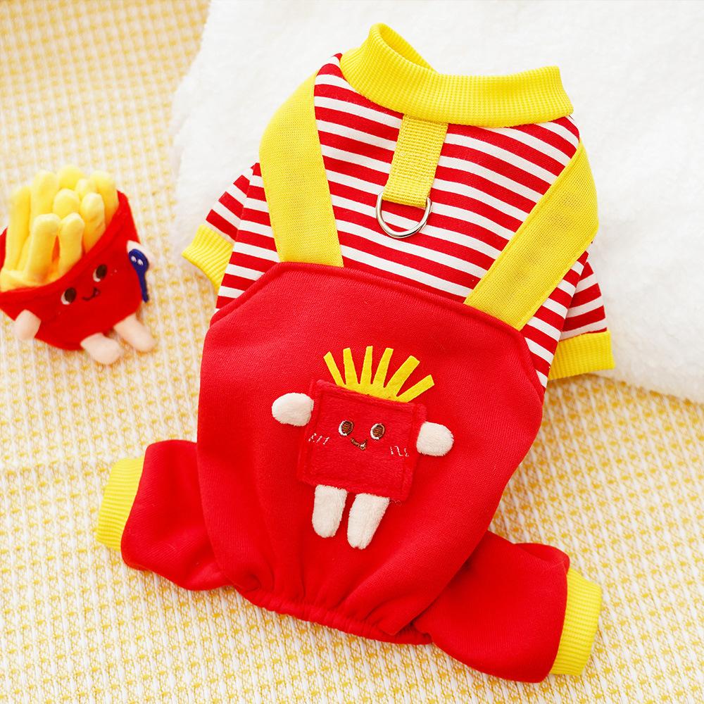 Домашняя собака Собачья одежда Кошка Осень и Зима Бархатный свитер для собаки Полосатый Средняя собака Корги Французский бульдог Послушный Кошачьи принадлежности