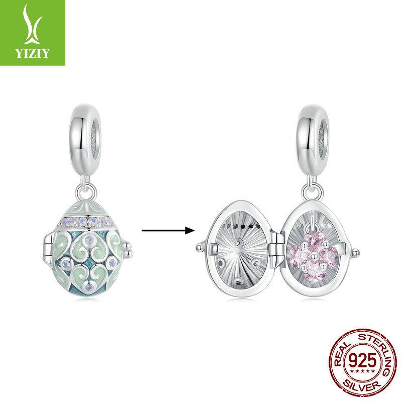 Пасхальный кролик, серия яиц, сделай сам, браслет из бусин, детский, забавный, аксессуары из серебряных бусин 925 пробы