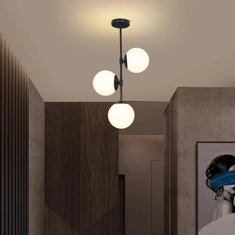 Nordic Multi Head Glass Потолочный светильник Для Гардероба Балкона Коридора Светильник Для Входа Светильник Для Гостиных Домашнего Декора Роскошь