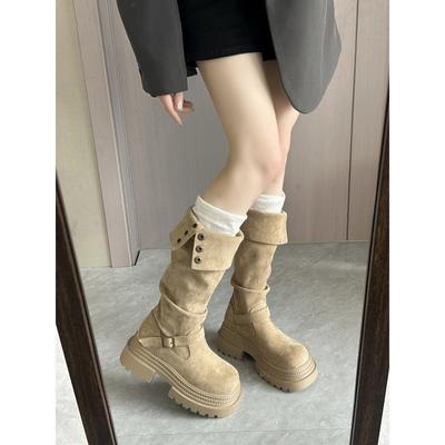 Пустынный ветер, но детские ботфорты на осень и зиму 2025, новые замшевые ботинки на толстой подошве, два варианта носки, рыцарские ботинки