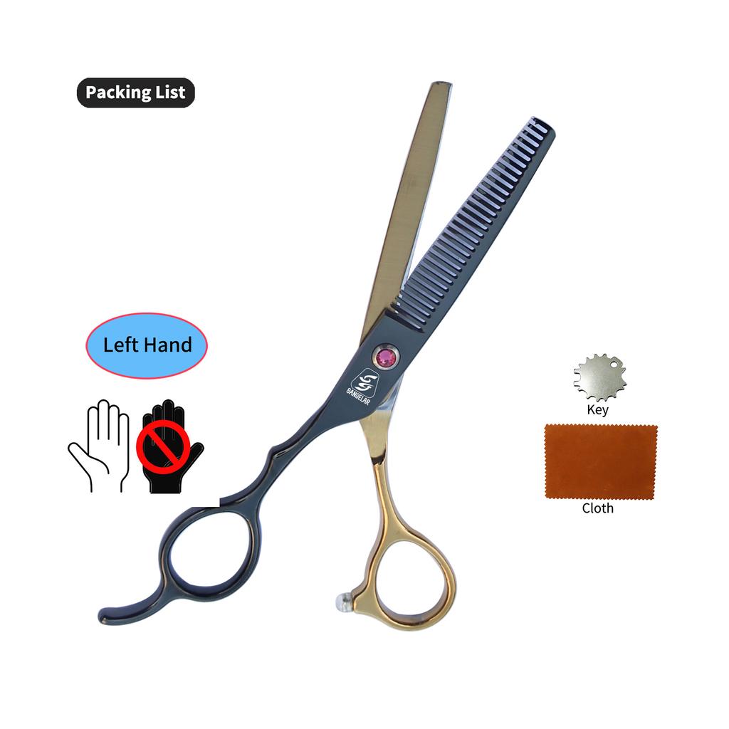 SANGELAR 6 Inch Left-handed Professional Hair Scissors, Magical for Girls' Hair Trimming,Dog Grooming Scissors Can Be Used As Pet Styling Tool