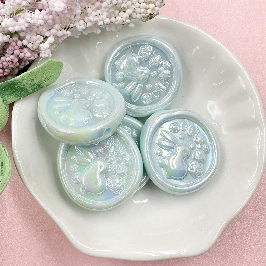 Hanmade 5Pcs 24*25mm Rabbit Geometry DIY Beads For Necklace Earrings Making Craft Acrylic Charms Jewelry Making Handmade Material Beading Accessory