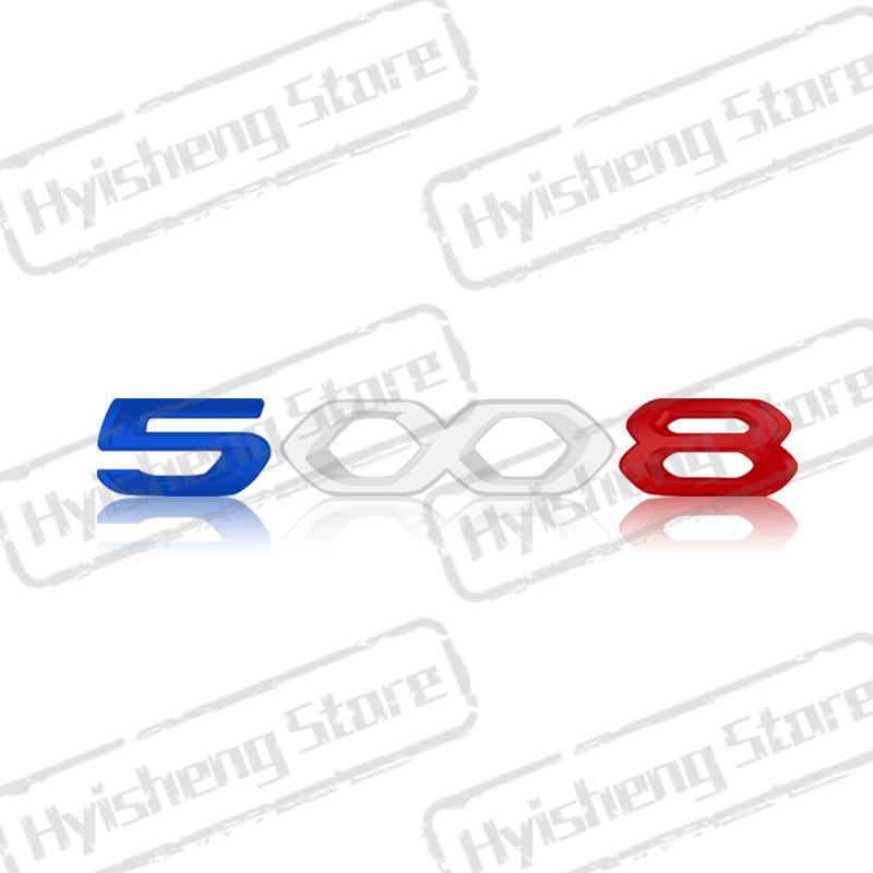 Metal Car Styling For New 2008 3008 4008 5008 Tricolor Blue White Red Sticker Front Hood Badge Rear Trunk Body Emblem